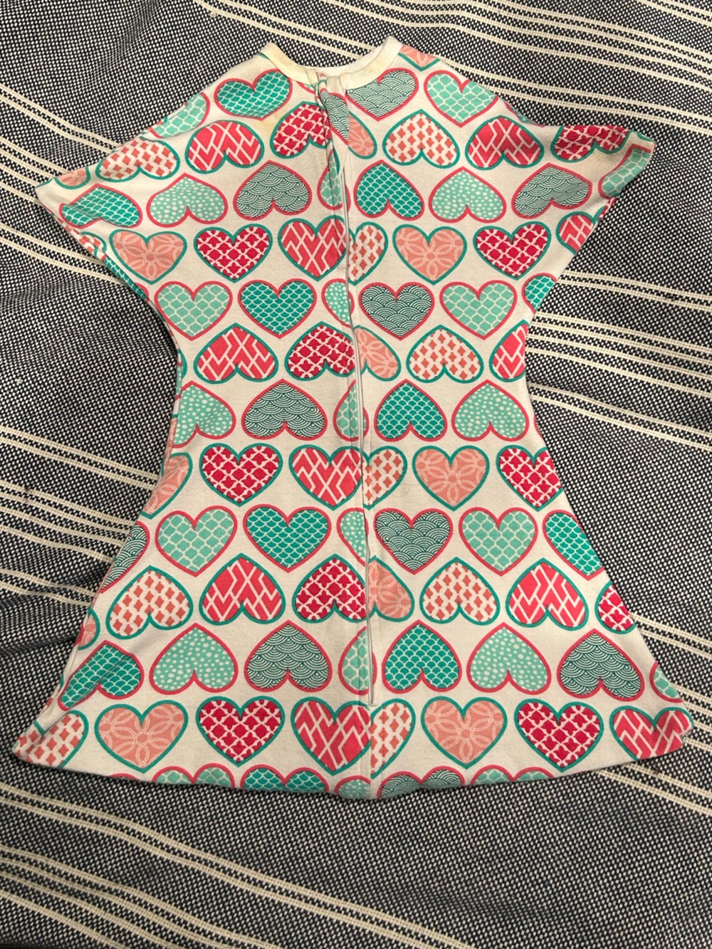 Sleeping Baby Zipadee-Zip Sleep Sack Heart-Print -Pink & Teal